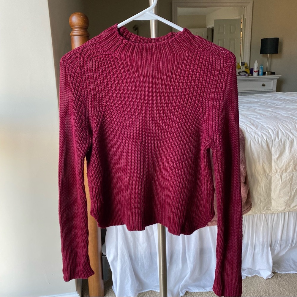 American Apparel Red Mock Neck Sweater, Small